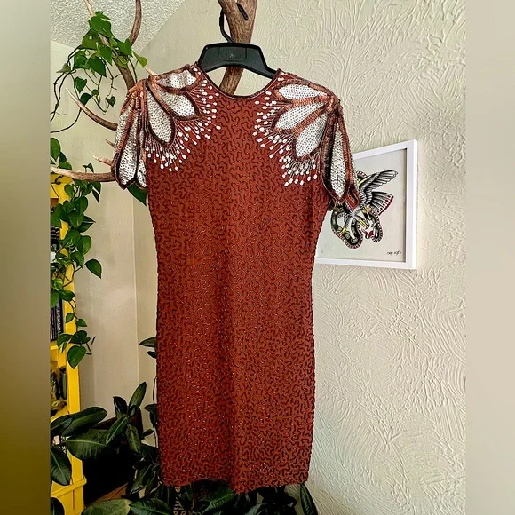 Naeem Khan Dresses | Naeem Khan Riazee Vintage Scala Dress | Color: Brown/Silver | Size: 4 | Cecilysmithyoga's Closet Naeem Khan Dresses | Naeem Khan Riazee Vintage Scala Dress | Color: Brown/Silver | Size: 4 | Cecilysmithyoga's Closet